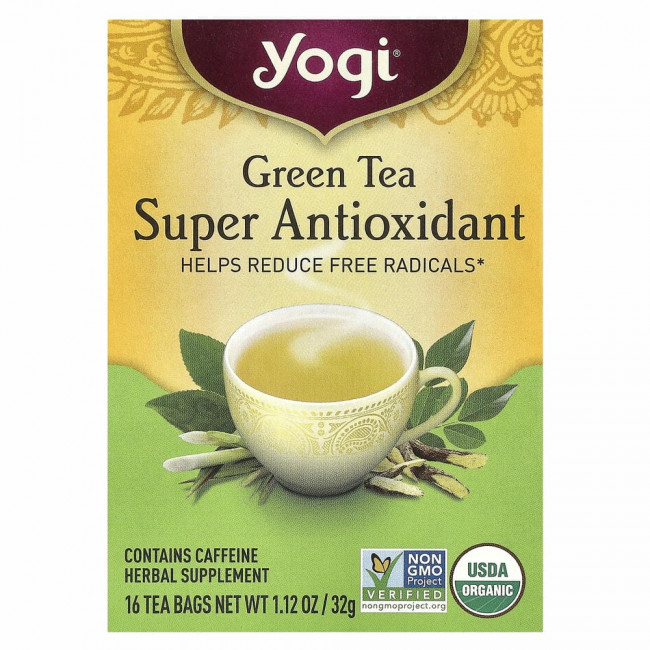 Yogi Tea, мощный антиоксидант зеленого чая, 16 чайных пакетиков, 32 г (1,12 унции)