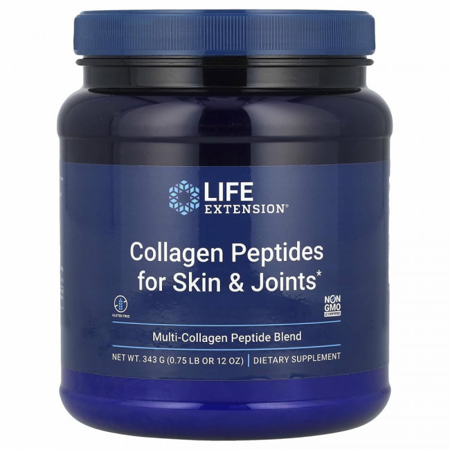 Life Extension, Collagen Peptides For Skin & Joints, смесь мультиколлагеновых пептидов, 343 г (12 унций)