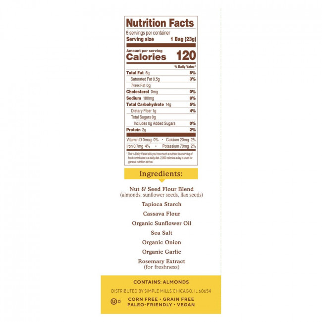 Simple Mills, Naturally Gluten-Free, Almond Flour Crackers, Fine Ground Sea Salt, 4.9 oz (138 g) Simple Mills, Naturally Gluten-Free, Almond Flour Crackers, Fine Ground Sea Salt, 4.9 oz (138 g)