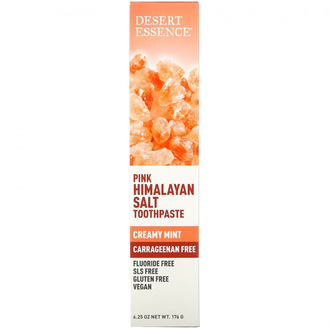Desert Essence, Зубная паста с розовой гималайской солью, сливочная мята, 6,25 унции (176 г) Desert Essence, Зубная паста с розовой гималайской солью, сливочная мята, 6,25 унции (176 г)
