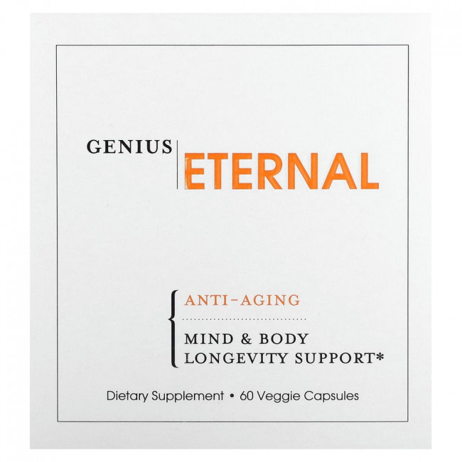 The Genius Brand, Eternal, антивозрастное средство, 60 растительных капсул The Genius Brand, Eternal, антивозрастное средство, 60 растительных капсул
