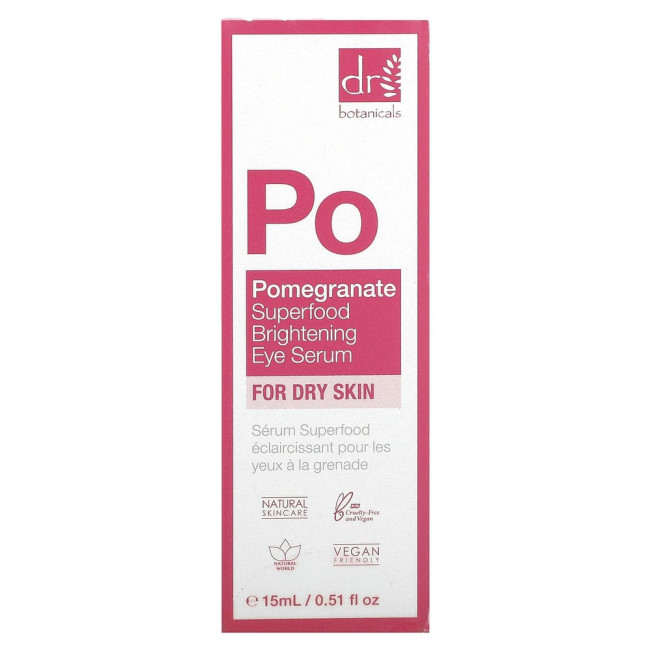 Dr. Botanicals, Superfood Brightening Eye Serum, For Dry Skin, Pomegranate , 0.51 fl oz (15 ml) (Discontinued Item)