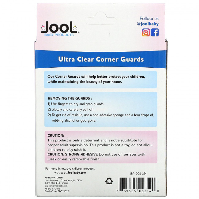 Jool Baby Products, Ультра прозрачные угловые ограждения, 24 шт.