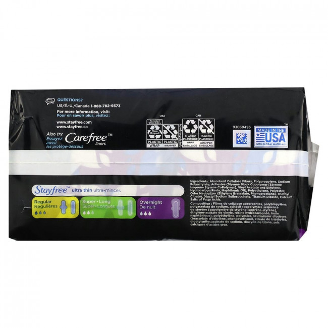 Stayfree, Ultra Thin, Overnight with Wings, 40 Pads