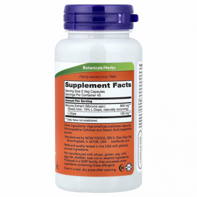 NOW Foods, Dopa Mucuna, 90 растительных капсул NOW Foods, Dopa Mucuna, 90 растительных капсул