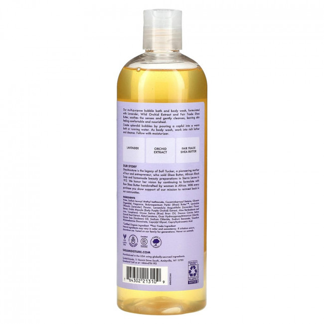 SheaMoisture, Calming 2-in-1 Bubble Bath & Body Wash, Lavender & Wild Orchid, 16 fl oz (473 ml)