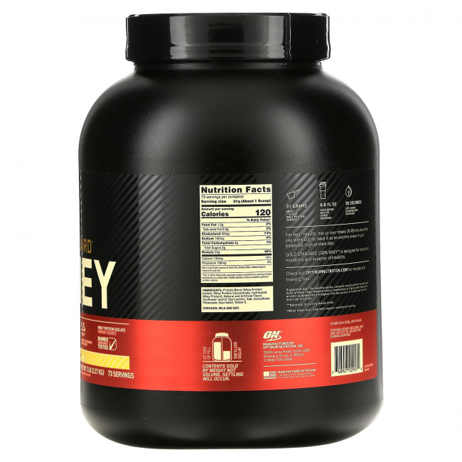 Optimum Nutrition, 100% Whey Gold Standard, со вкусом банана, 5 фунтов (2,27 кг) Optimum Nutrition, 100% Whey Gold Standard, со вкусом банана, 5 фунтов (2,27 кг)