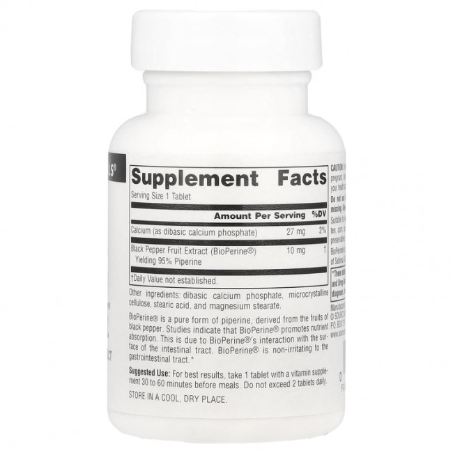 Source Naturals, BioPerine®, 10 мг, 60 таблеток