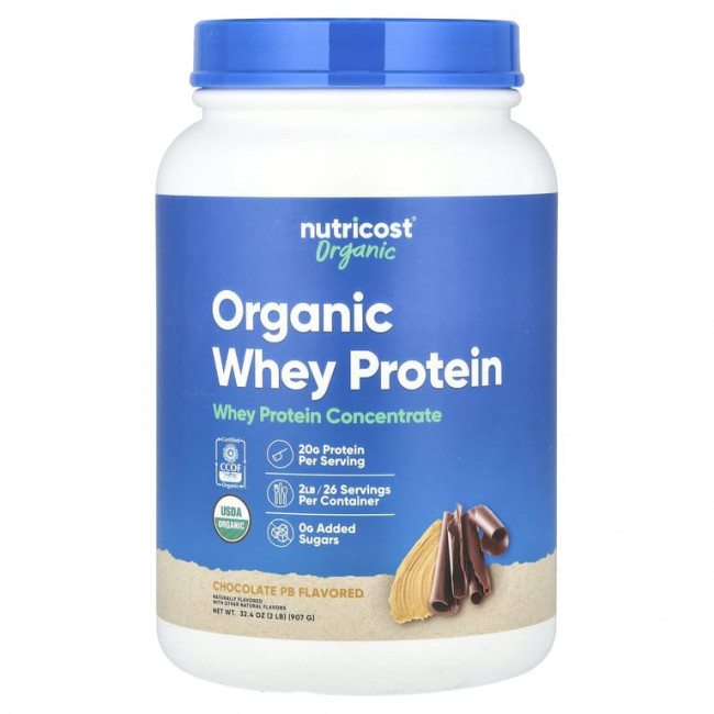 Nutricost, Органический сывороточный протеин, шоколадный PB, 907 г (2 фунта) Nutricost, Органический сывороточный протеин, шоколадный PB, 907 г (2 фунта)