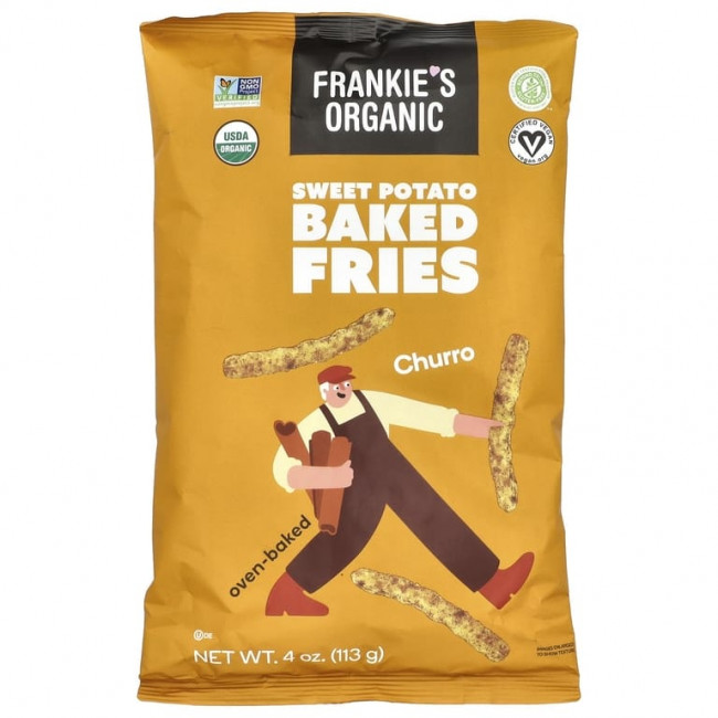 Frankie's Organic, Жареный картофель со сладким картофелем, чурро, 113 г (4 унции) Frankie's Organic, Жареный картофель со сладким картофелем, чурро, 113 г (4 унции)