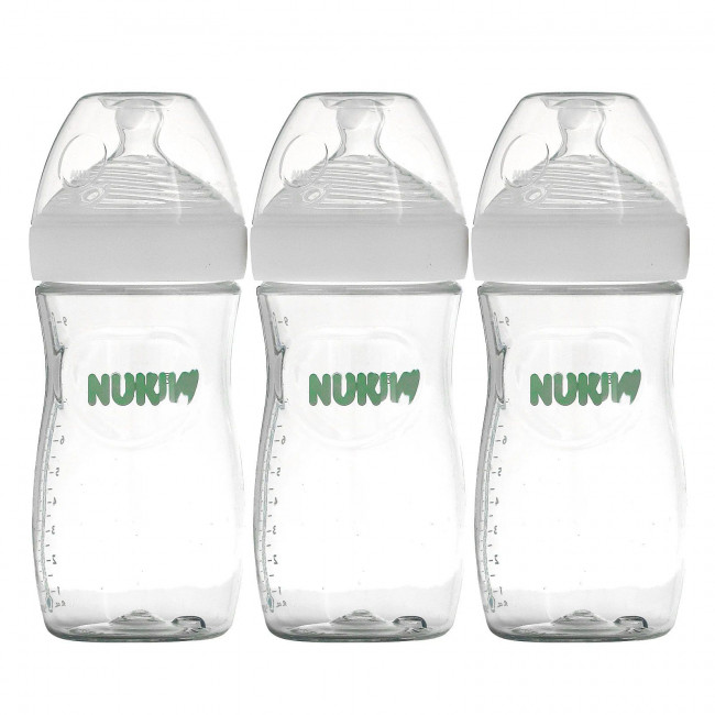 NUK, Simply Natural, белые в бутылках, для детей от 1 месяца, средние, 3 упаковки, по 270 мл (9 унций) NUK, Simply Natural, белые в бутылках, для детей от 1 месяца, средние, 3 упаковки, по 270 мл (9 унций)