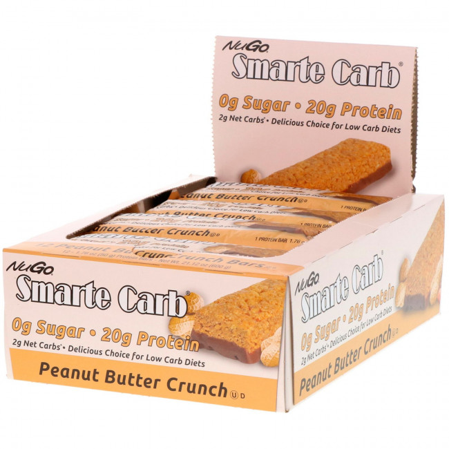 NuGo Nutrition, Smarte Carb, батончик с арахисовой пастой, 12 батончиков, 50 г (1,76 унции) NuGo Nutrition, Smarte Carb, батончик с арахисовой пастой, 12 батончиков, 50 г (1,76 унции)