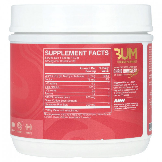 Raw Nutrition, Bum Essentials, Essential Pre-Workout, Citrus Grapefruit, 14.49 унций (411 г) Raw Nutrition, Bum Essentials, Essential Pre-Workout, Citrus Grapefruit, 14.49 унций (411 г)