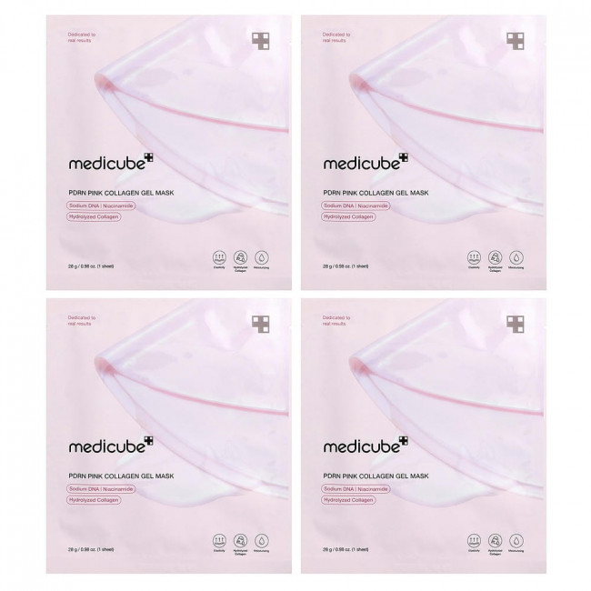 Medicube, PDRN Розовая коллагеновая гелевая маска для лица, 4 листа, 28 г (0,98 унции) каждый Medicube, PDRN Розовая коллагеновая гелевая маска для лица, 4 листа, 28 г (0,98 унции) каждый