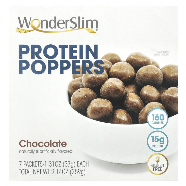 Протеиновые шарики WonderSlim, шоколадный вкус, 7 пакетиков по 37 г (1,31 унции каждый) (товар снят с производства)
