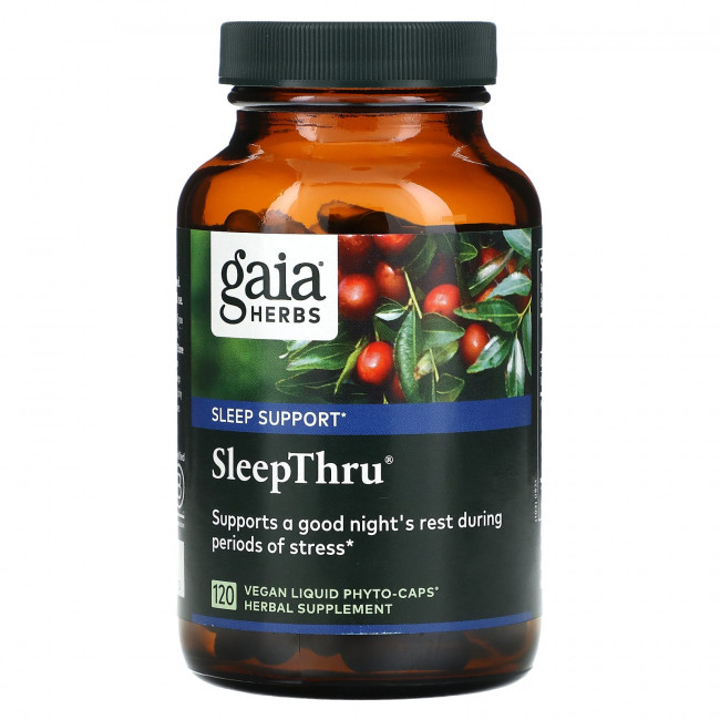 Gaia Herbs, SleepThru, 120 веганских жидких фито-капсул Gaia Herbs, SleepThru, 120 веганских жидких фито-капсул
