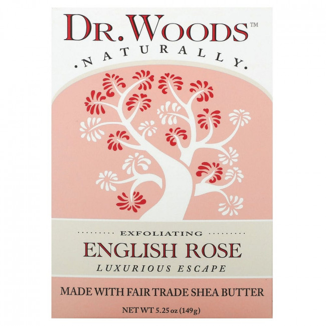 Dr. Woods, Английское мыло с ароматом розы, эффект осветления кожи, 149 г (5,25 унции) Dr. Woods, Английское мыло с ароматом розы, эффект осветления кожи, 149 г (5,25 унции)