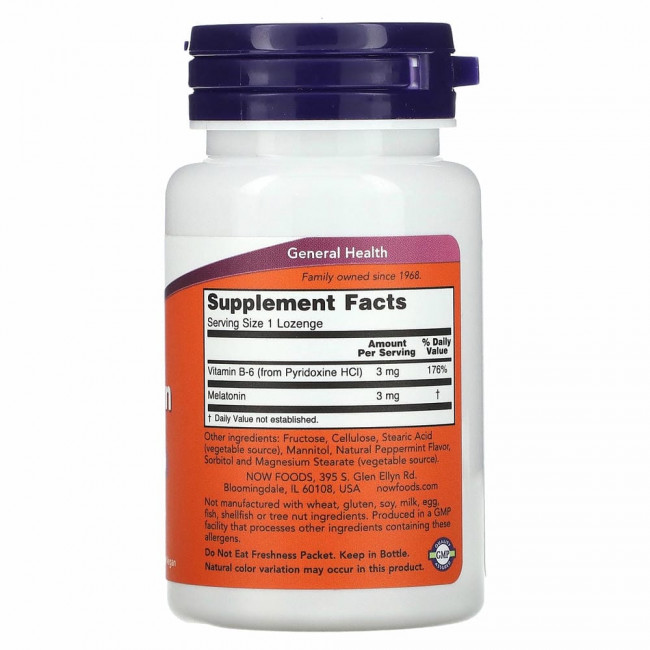 NOW Foods, Мелатонин, 3 мг, 90 пастилок NOW Foods, Мелатонин, 3 мг, 90 пастилок