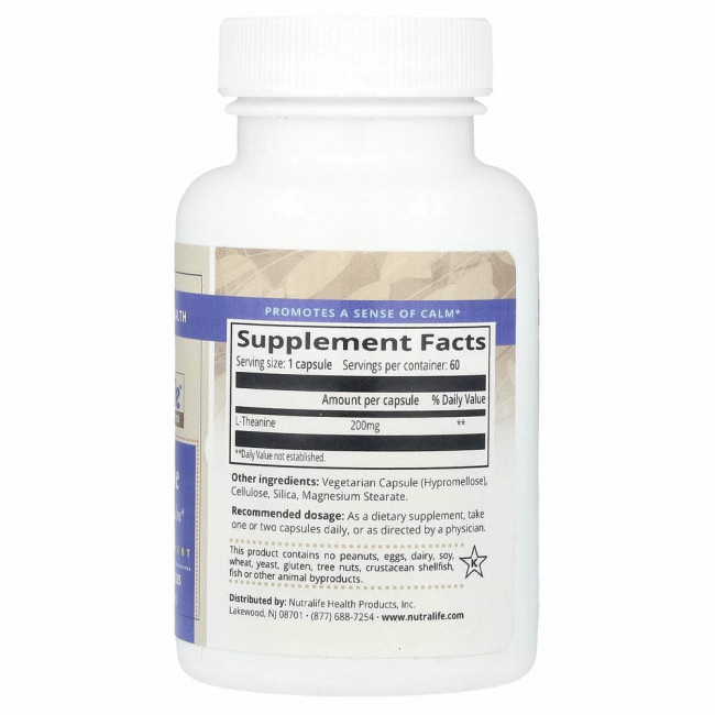NutraLife, L-теанин, 200 мг, 60 капсул NutraLife, L-теанин, 200 мг, 60 капсул