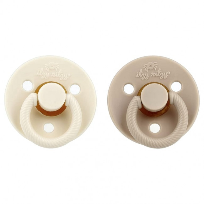 itzy ritzy, Itzy Soother ™, пустышки с сосками из натурального каучука, для детей от 6 до 18 месяцев, кокос и тосты, 2 пустышки itzy ritzy, Itzy Soother ™, пустышки с сосками из натурального каучука, для детей от 6 до 18 месяцев, кокос и тосты, 2 пустышки