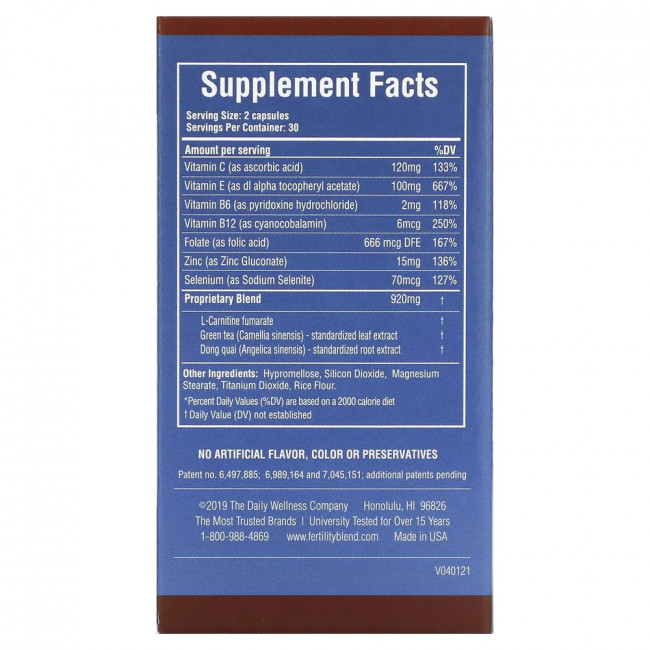 Daily Wellness Company, Ferility Blend, для мужчин, 60 растительных капсул Daily Wellness Company, Ferility Blend, для мужчин, 60 растительных капсул