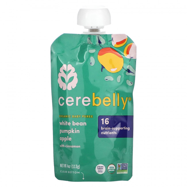 Cerebelly, Organic Baby Puree, White Bean, Pumpkin, Apple with Cinnamon, 6 Pouches, 4 oz (113 g) Each Cerebelly, Organic Baby Puree, White Bean, Pumpkin, Apple with Cinnamon, 6 Pouches, 4 oz (113 g) Each