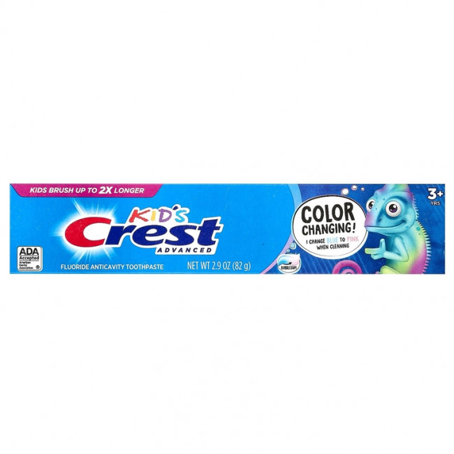 Crest, Kid's Advanced, зубная паста против кариеса с фтором, для детей старше 3 лет, жевательная жевательная резинка, 82 г (2,9 унции) Crest, Kid's Advanced, зубная паста против кариеса с фтором, для детей старше 3 лет, жевательная жевательная резинка, 82 г (2,9 унции)
