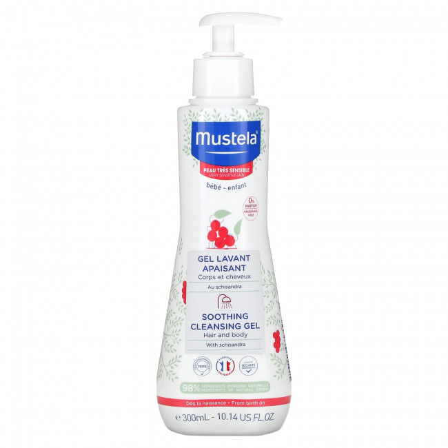 Mustela, Успокаивающий очищающий гель с лимонником, без отдушек, 300 мл (10,14 жидк. Унции) Mustela, Успокаивающий очищающий гель с лимонником, без отдушек, 300 мл (10,14 жидк. Унции)