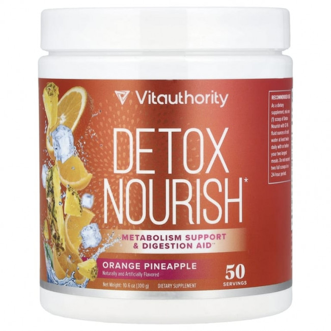 Vitauthority, Detox Nourish, апельсин и ананас, 300 г (10,6 унции) Vitauthority, Detox Nourish, апельсин и ананас, 300 г (10,6 унции)