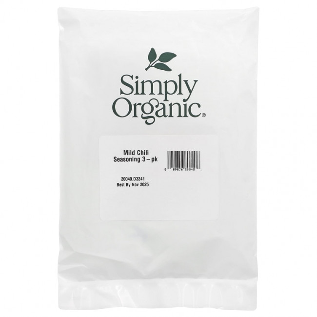 Simply Organic, мягкое чили, смесь приправ, 3 пакетика по 28 г (1 унции) Simply Organic, мягкое чили, смесь приправ, 3 пакетика по 28 г (1 унции)