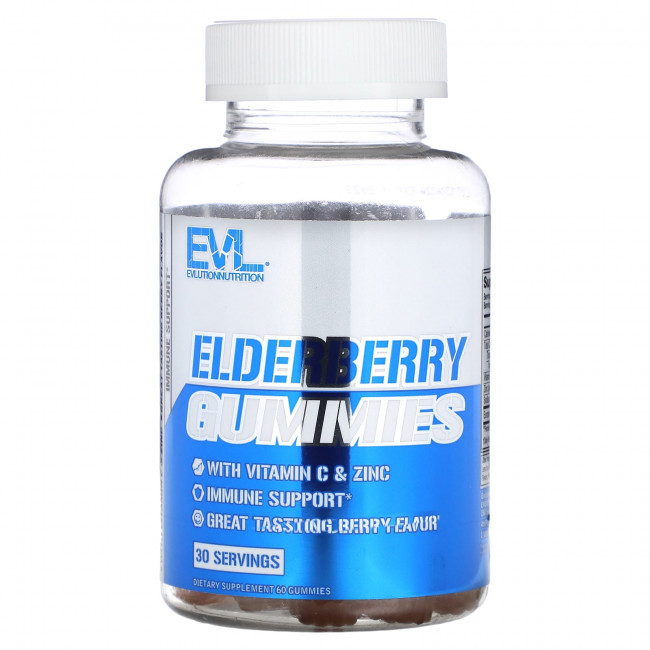 EVLution Nutrition, Жевательные мармеладки с бузиной, ягодный, 60 шт. EVLution Nutrition, Жевательные мармеладки с бузиной, ягодный, 60 шт.