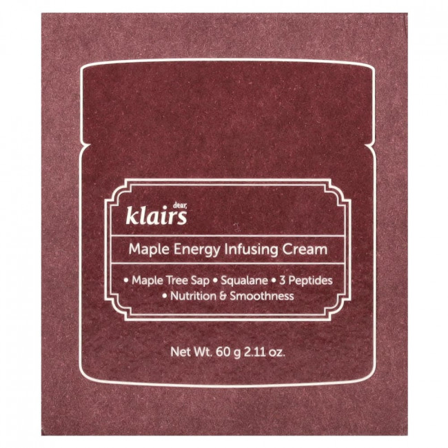 Dear, Klairs, Кленовый энергетический крем, 60 г (2,11 унции) Dear, Klairs, Кленовый энергетический крем, 60 г (2,11 унции)
