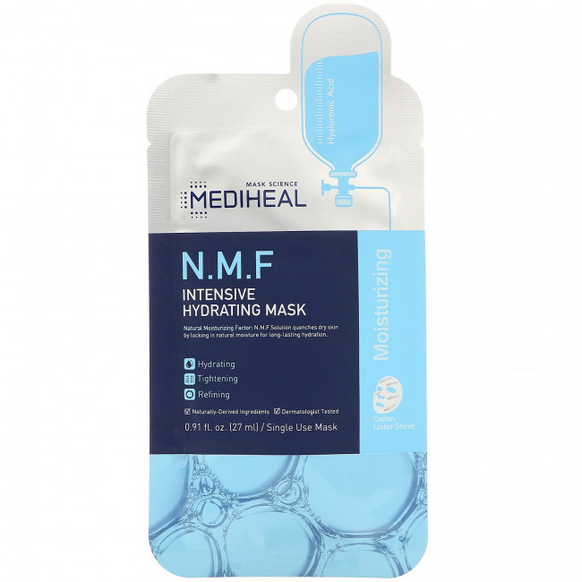 Mediheal, N.M.F, тканевая маска для интенсивного увлажнения, 1 шт., 27 мл (0,91 жидк. унции) Mediheal, N.M.F, тканевая маска для интенсивного увлажнения, 1 шт., 27 мл (0,91 жидк. унции)
