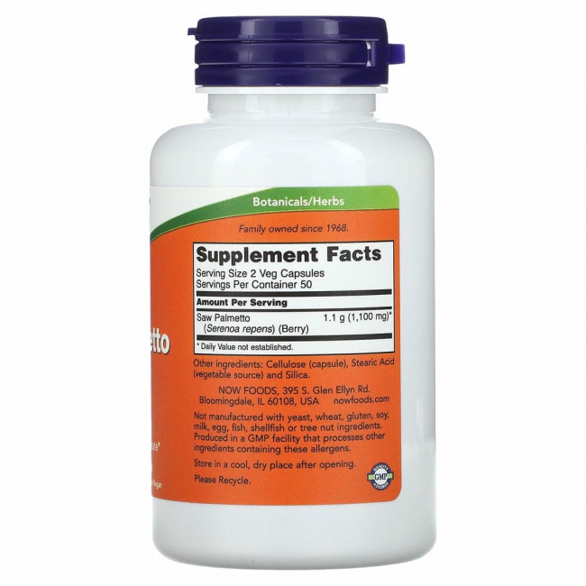 NOW Foods, Saw Palmetto, для мужского здоровья, 550 мг, 100 растительных капсул NOW Foods, Saw Palmetto, для мужского здоровья, 550 мг, 100 растительных капсул