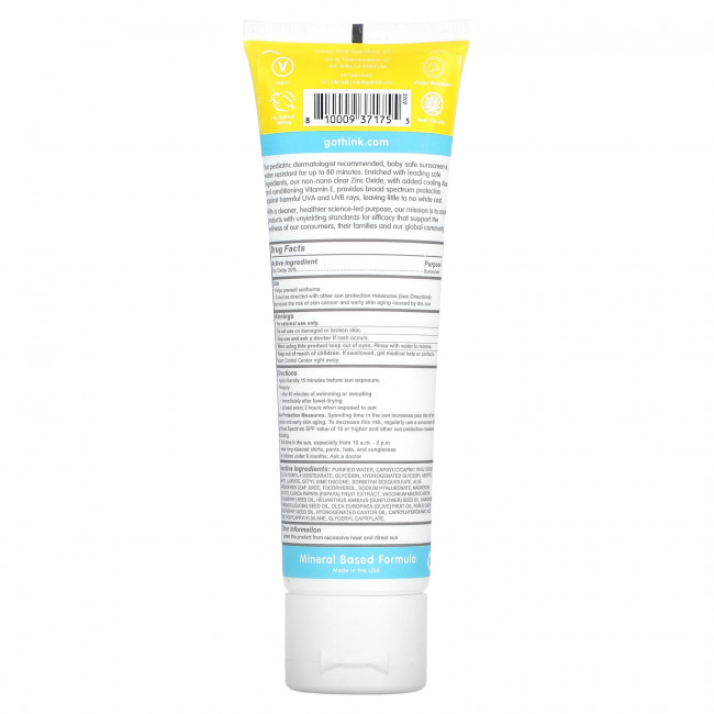 Think, Thinkbaby, солнцезащитное средство с цинком, SPF 30, 89 мл (3 жидк. Унции) Think, Thinkbaby, солнцезащитное средство с цинком, SPF 30, 89 мл (3 жидк. Унции)