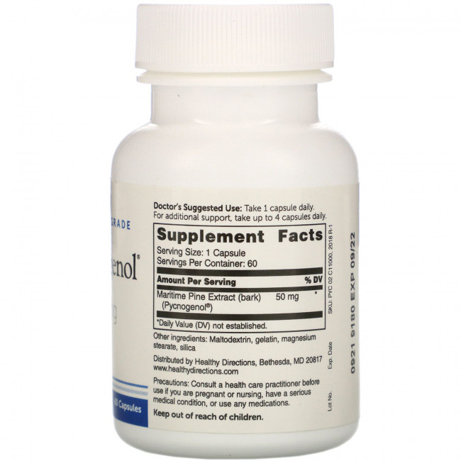 Whitaker Nutrition, Клиническая степень, пикногенол, 50 мг, 60 капсул