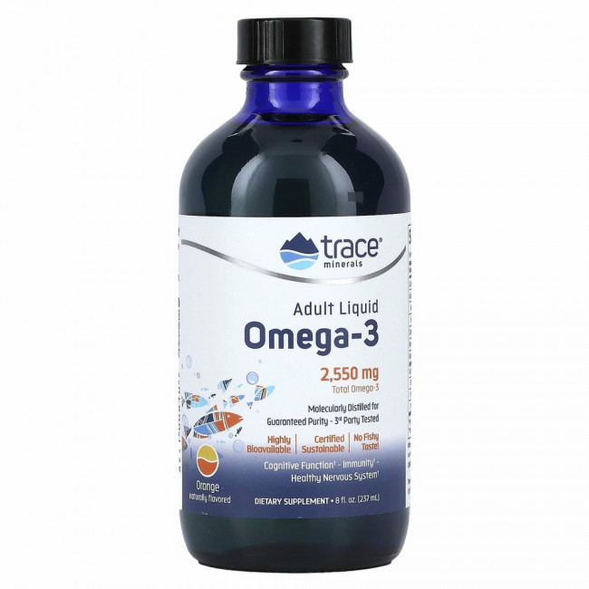 Trace Minerals ®, Adult Liquid Omega-3, Orange, 2,550 mg, 8 fl oz (237 ml)