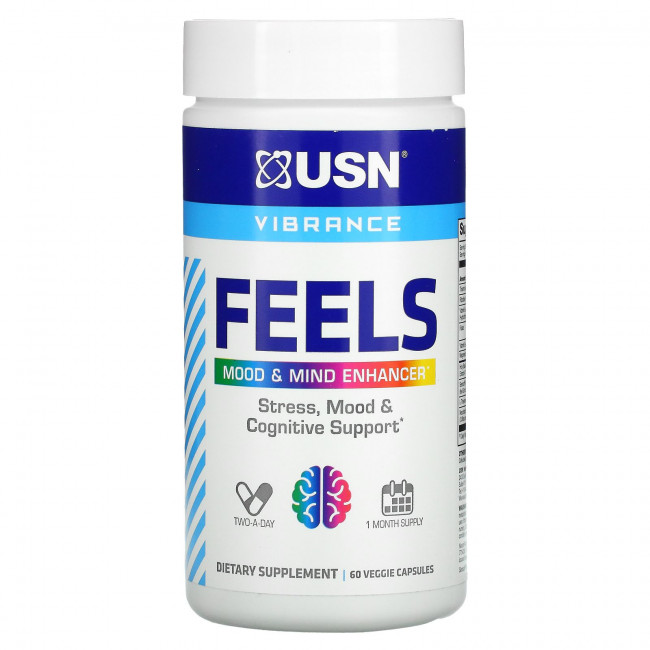 USN North America, Inc., FEELS - Mood & Mind Enhancer, 60 растительных капсул USN North America, Inc., FEELS - Mood & Mind Enhancer, 60 растительных капсул