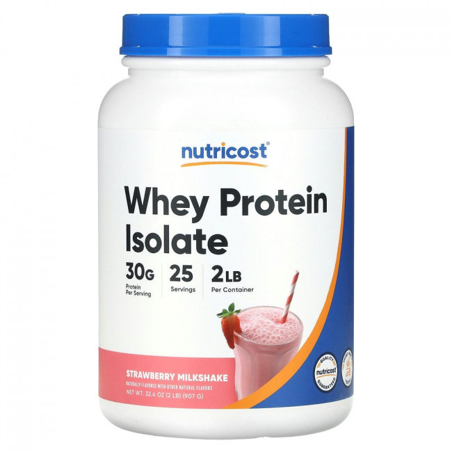 Nutricost, Whey Protein Isolate, Strawberry Milkshake, 2 lb (907 g)