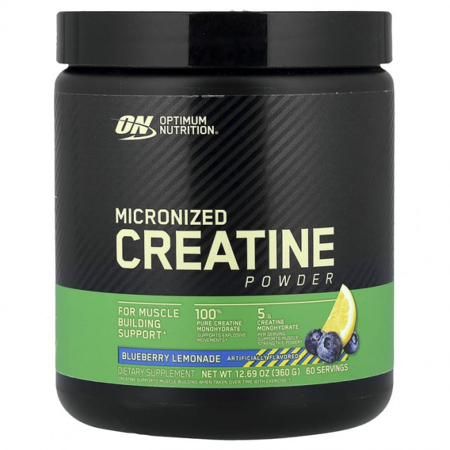 Optimum Nutrition, Микронизированный креатин в порошке, черничный лимонад, 360 г (12,69 унции) Optimum Nutrition, Микронизированный креатин в порошке, черничный лимонад, 360 г (12,69 унции)