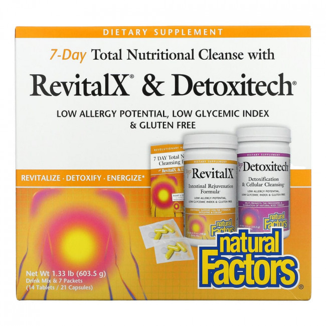 Natural Factors, Питательное очищение за 7 дней с RevitalX и Detoxitech, 603,5 г (1,33 фунта) Natural Factors, Питательное очищение за 7 дней с RevitalX и Detoxitech, 603,5 г (1,33 фунта)