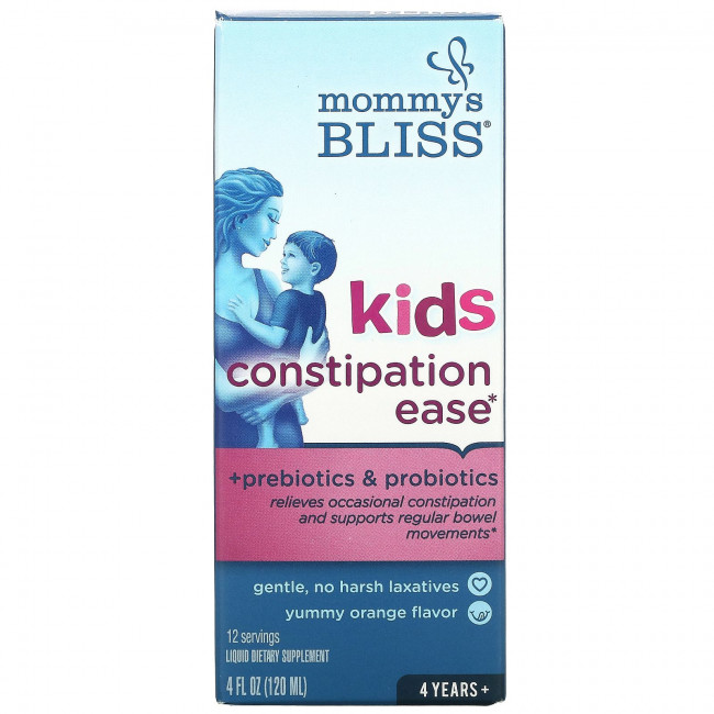 Mommy's Bliss, Kids Constipation Ease, для нормализации работы ЖКТ у детей, от 4 лет, апельсин, 120 мл (4 жидк. унции) Mommy's Bliss, Kids Constipation Ease, для нормализации работы ЖКТ у детей, от 4 лет, апельсин, 120 мл (4 жидк. унции)