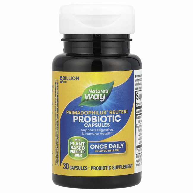 Nature's Way, Primadophilus® Reuteri, пробиотик, 5 млрд КОЕ, 30 капсул Nature's Way, Primadophilus® Reuteri, пробиотик, 5 млрд КОЕ, 30 капсул