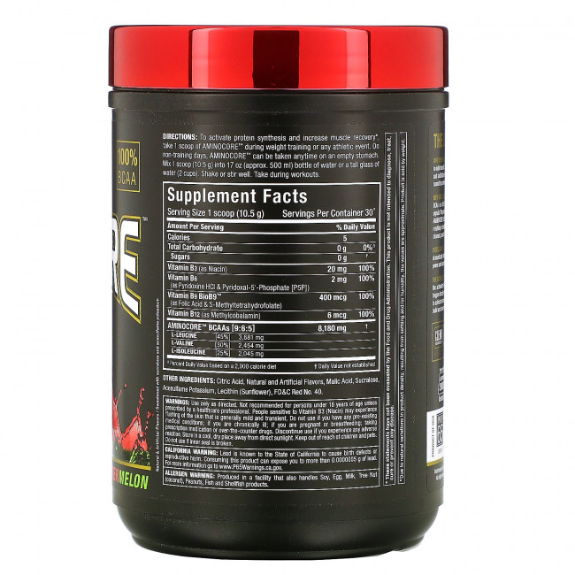 ALLMAX Nutrition, AMINOCORE BCAA, Арбуз, 315 г (0,69 фунта) ALLMAX Nutrition, AMINOCORE BCAA, Арбуз, 315 г (0,69 фунта)