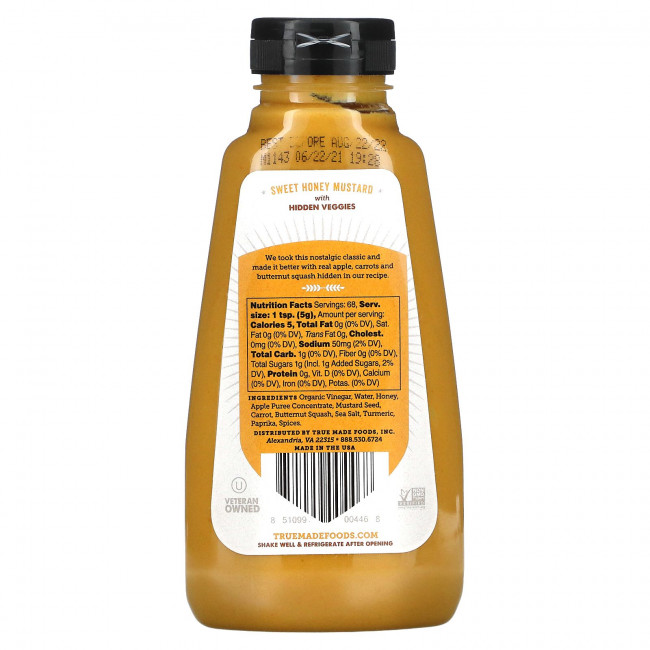 True Made Foods, Медовая горчица со скрытыми овощами, 340 г (12 унций)
