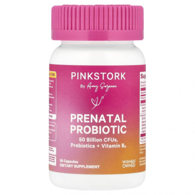 Pink Stork, Пренатальный пробиотик с витамином B6, 30 капсул Pink Stork, Пренатальный пробиотик с витамином B6, 30 капсул