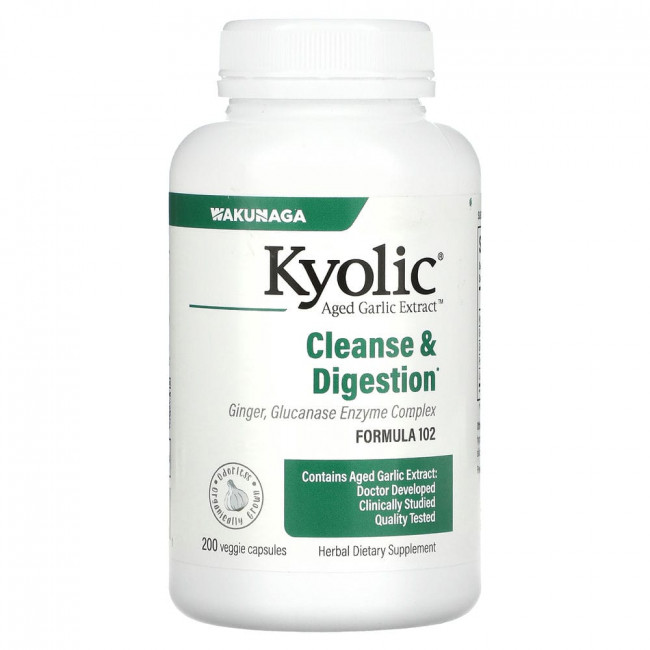 Kyolic, Aged Garlic Extract, выдержанный экстракт чеснока, для удаления дрожжевого грибка и улучшения пищеварения, формула 102, 200 вегетарианских капсул Kyolic, Aged Garlic Extract, выдержанный экстракт чеснока, для удаления дрожжевого грибка и улучшения пищеварения, формула 102, 200 вегетарианских капсул