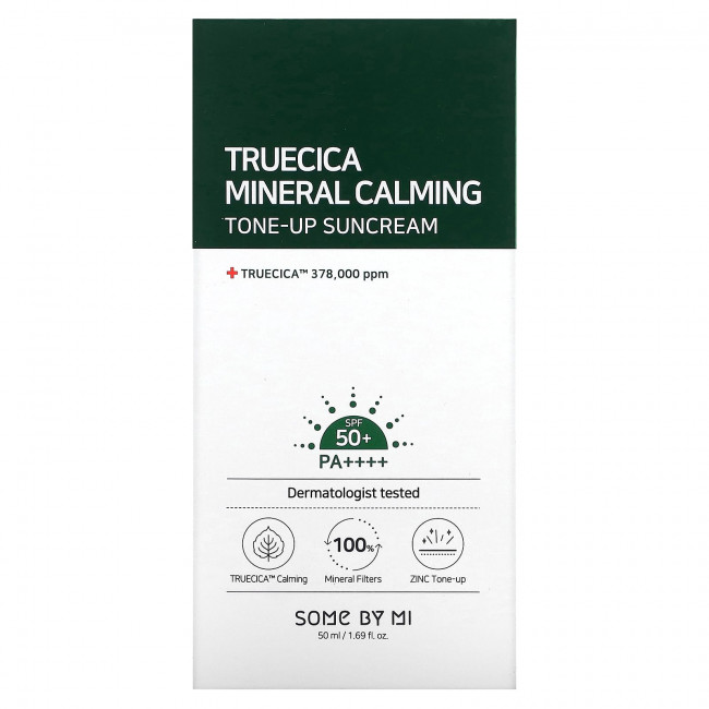 SOME BY MI, Truecica Mineral Calming, тонизирующее солнцезащитное средство, SPF 50+ PA ++++, 50 мл (1,69 жидк. Унции) SOME BY MI, Truecica Mineral Calming, тонизирующее солнцезащитное средство, SPF 50+ PA ++++, 50 мл (1,69 жидк. Унции)