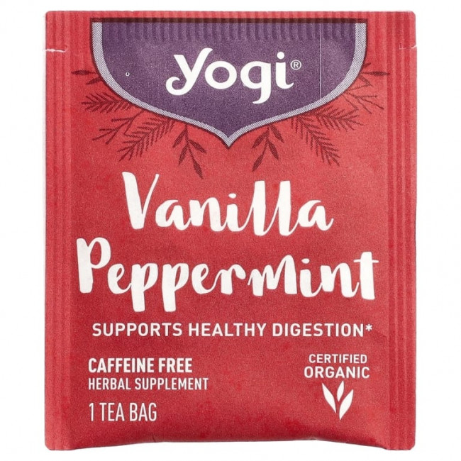 Yogi Tea, ваниль и перечная мята, без кофеина, 16 чайных пакетиков, 32 г (1,12 унции)