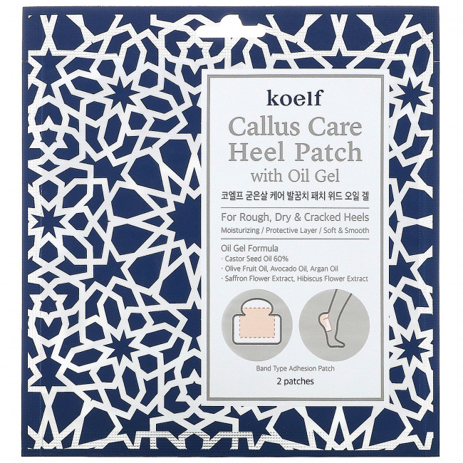 Koelf, Callus, гелевые патчи для пяток с маслом, 3 пары Koelf, Callus, гелевые патчи для пяток с маслом, 3 пары
